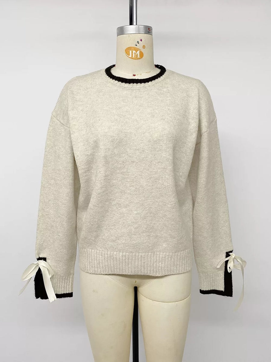 black relaxed pullover sweater with crew neck
