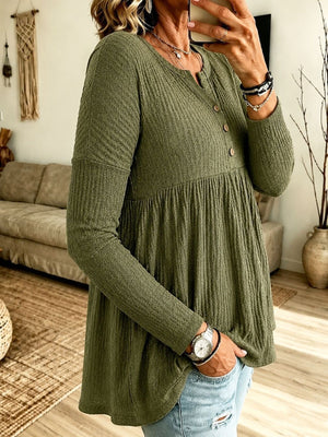 cream blouse with buttoned and long sleeve