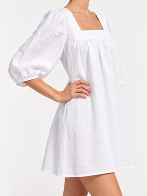 cottagecore mini dress in Khaki with square neck