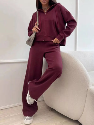 lounge set in Cyan with drawstring and cropped, full-length
