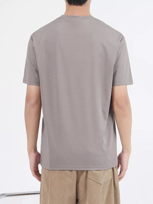 Men's gray crew neck t-shirt, short sleeves, cotton, breathable.