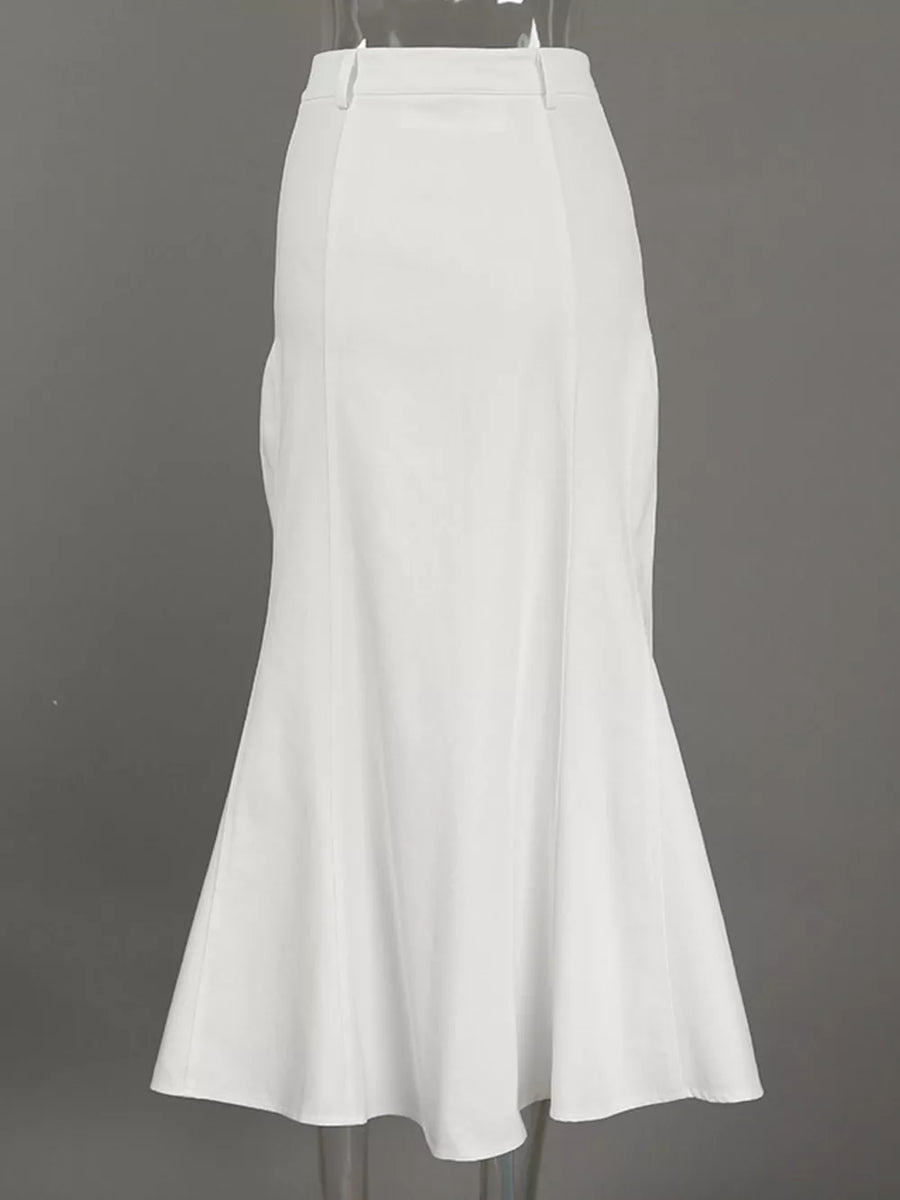 white with midi skirt with high-waisted 11