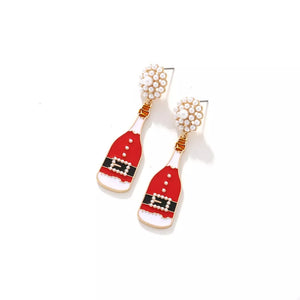 Deep Red earrings with drop and post-back