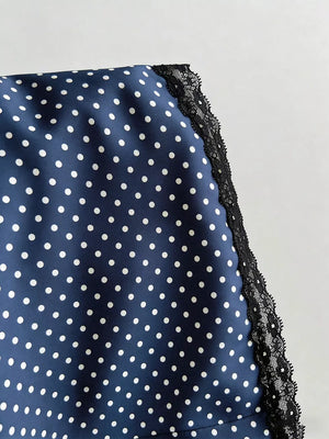 Polka Dot Lace Trim Puff Sleeve Top, view 13