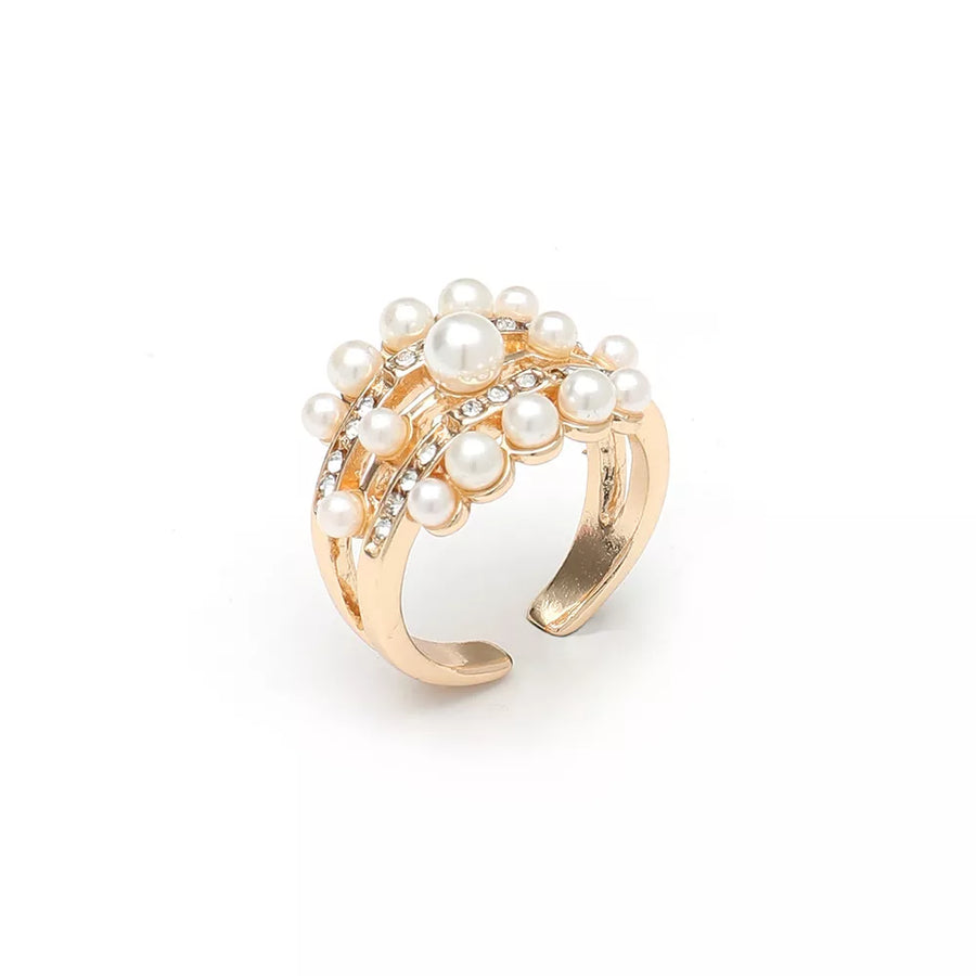 Pearl 18k Gold-plated Open Ring in gold with pearl embellishment