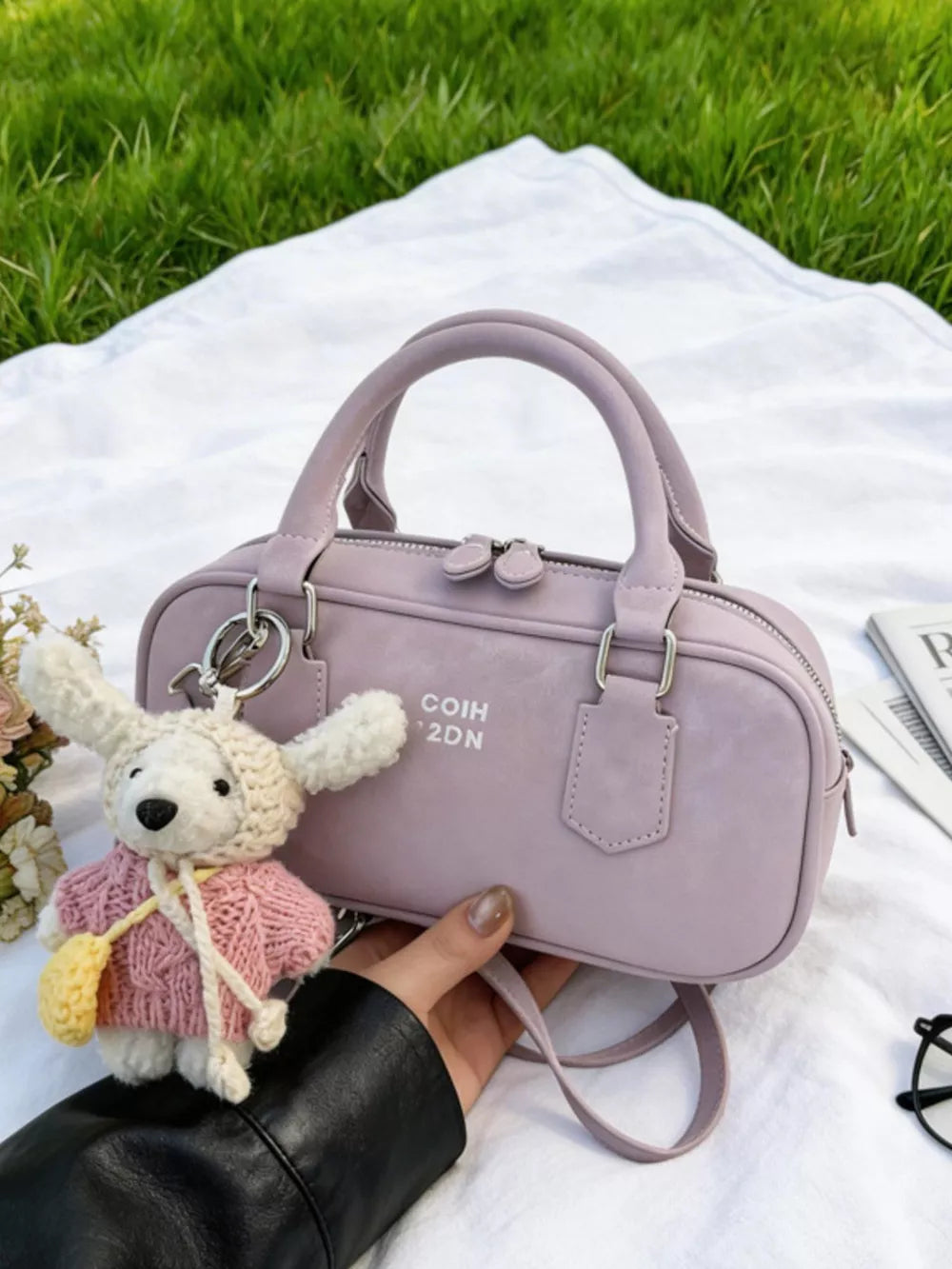 Purple Top Handle Barrel Handbag