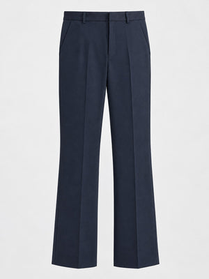 High-Waisted Slim-Fit Dress Pants in Navy with pocketed