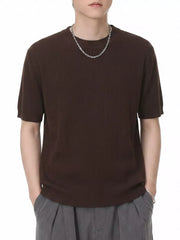 Coffee Color regular t-shirt with crew neck