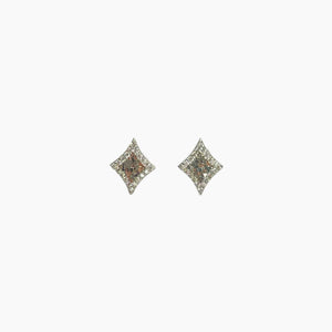 earrings in silver with geometric and stud
