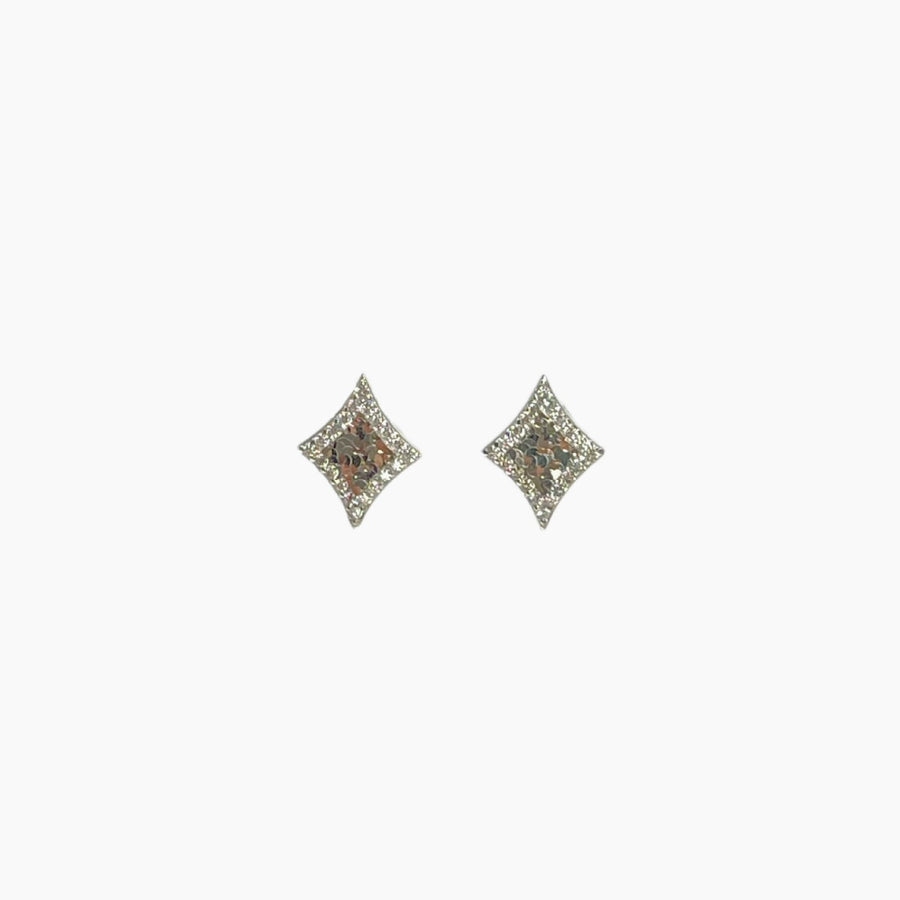 earrings in silver with geometric and stud