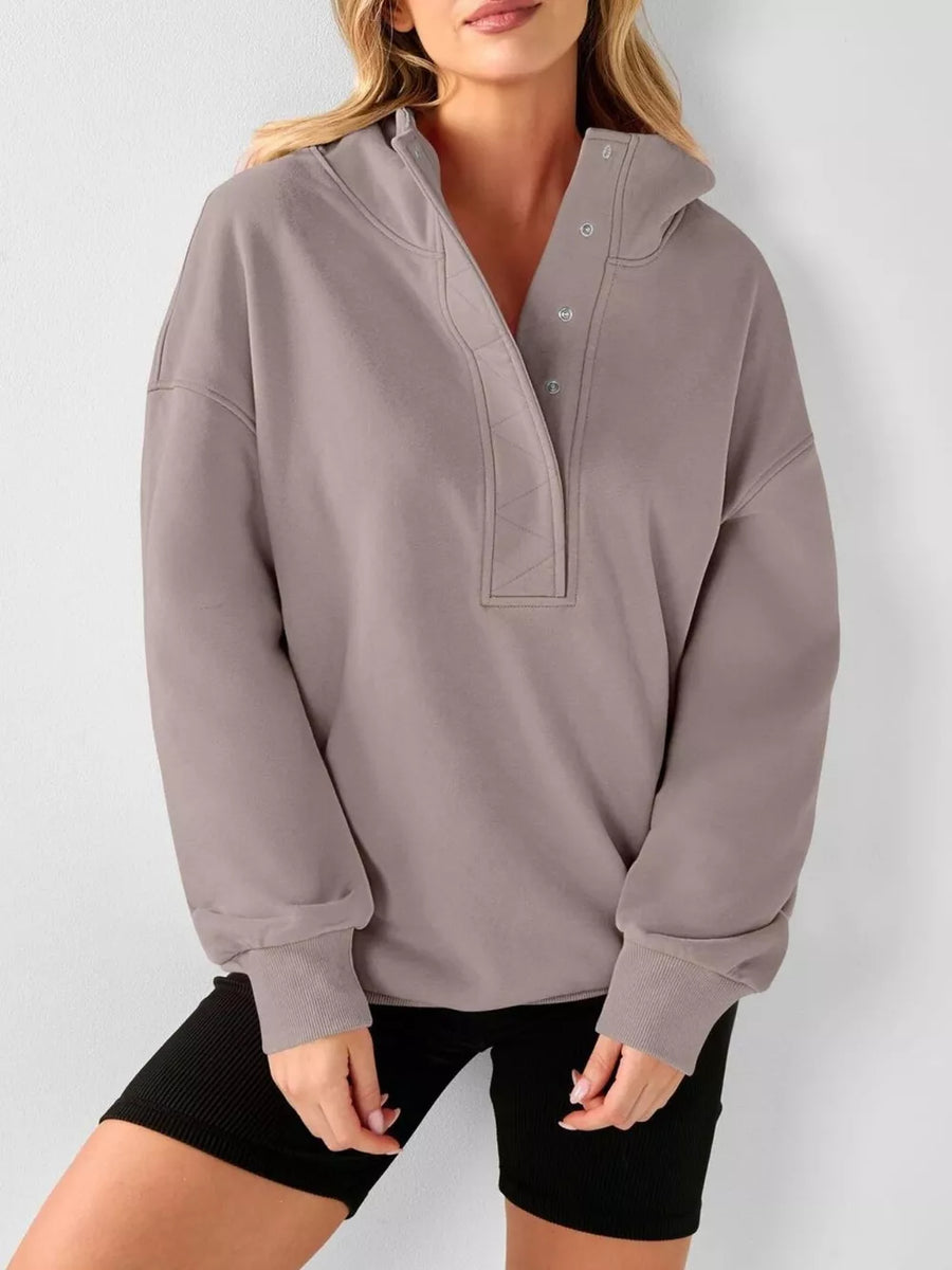 Red relaxed pullover hoodie with hooded