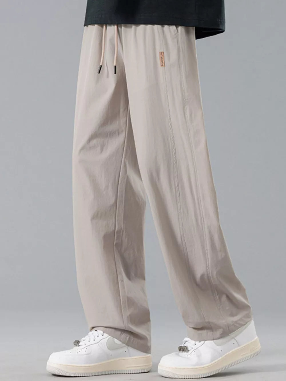 Black Men's Plus Size Loose Fit Drawstring Casual Pants
