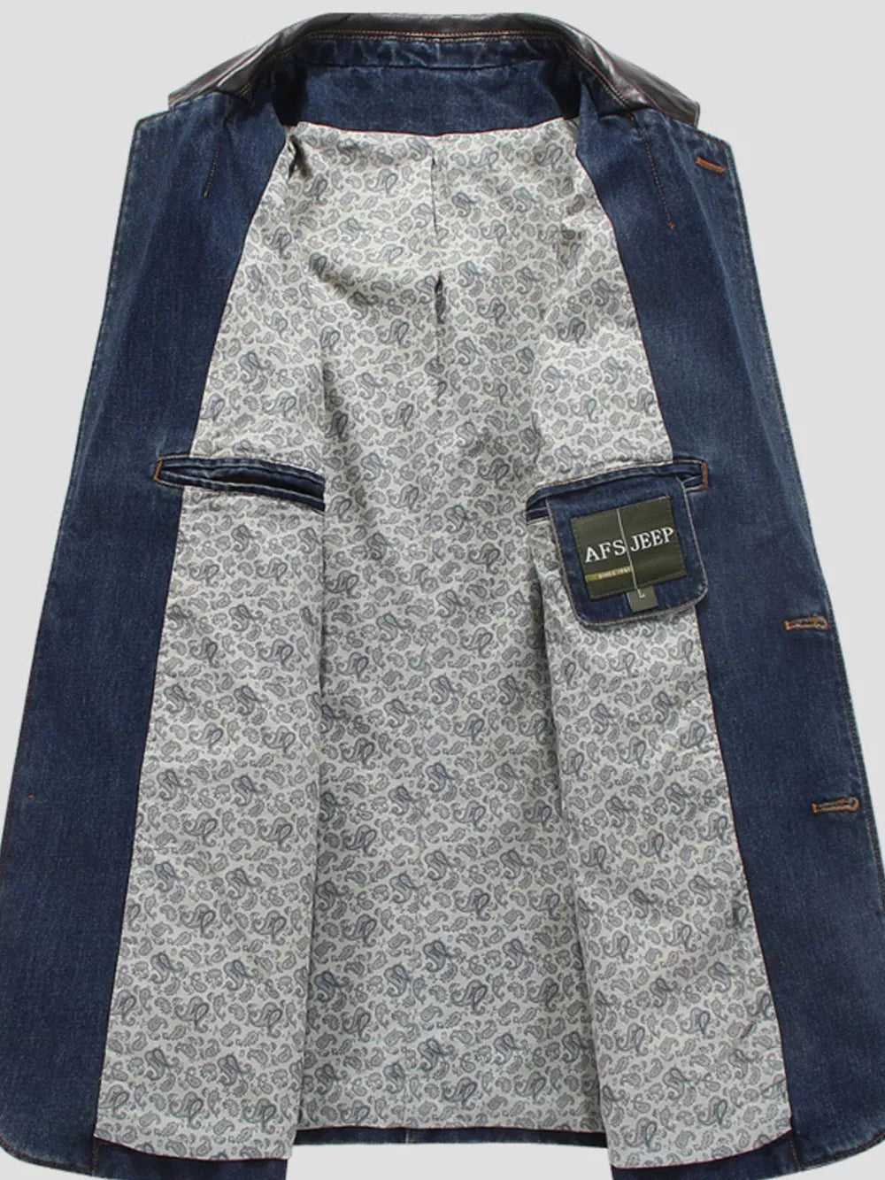Men's Plus Size Denim Blazer in Denim Blue