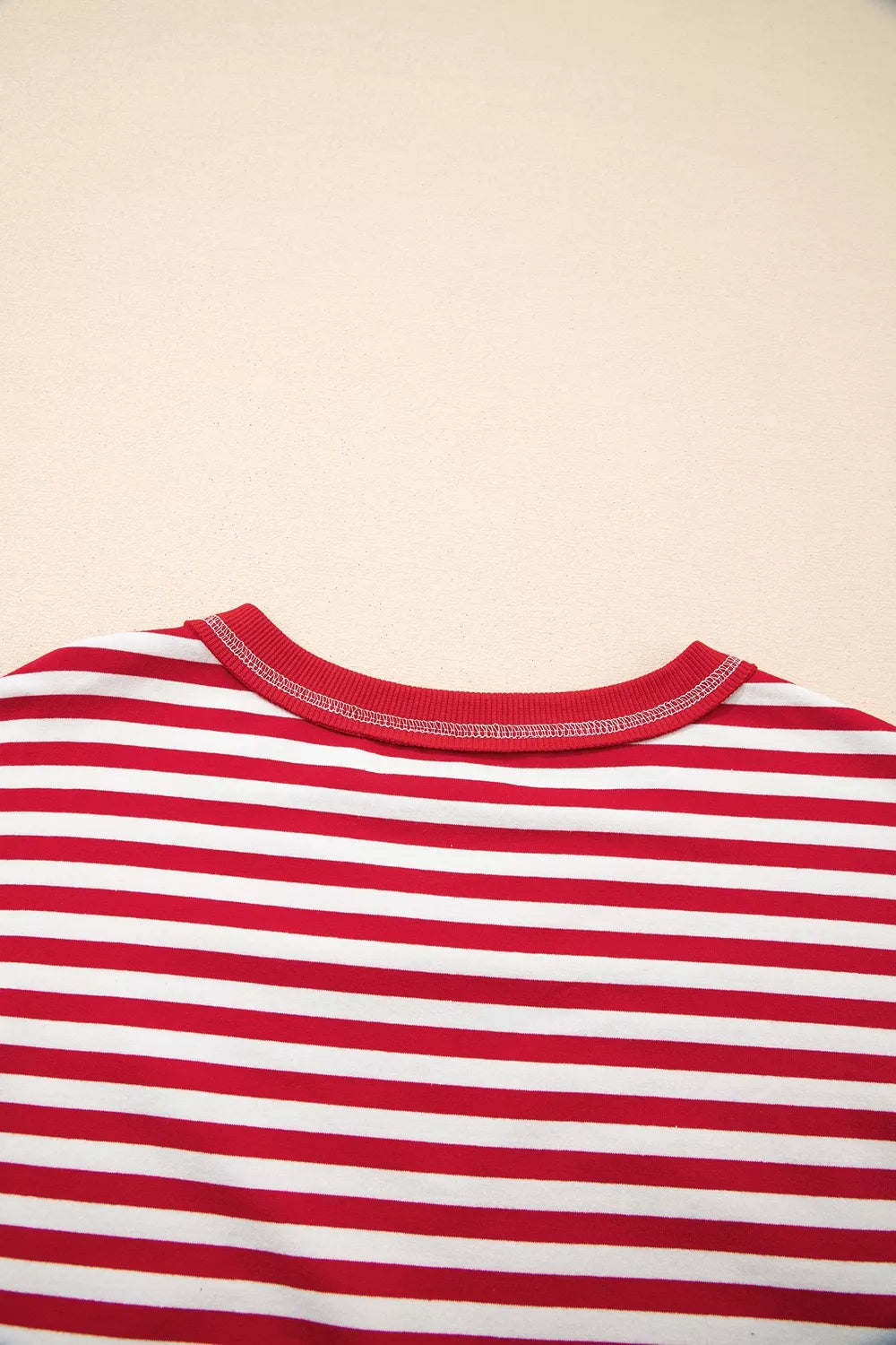 sweatshirt in red with contrast stitching and hip-length