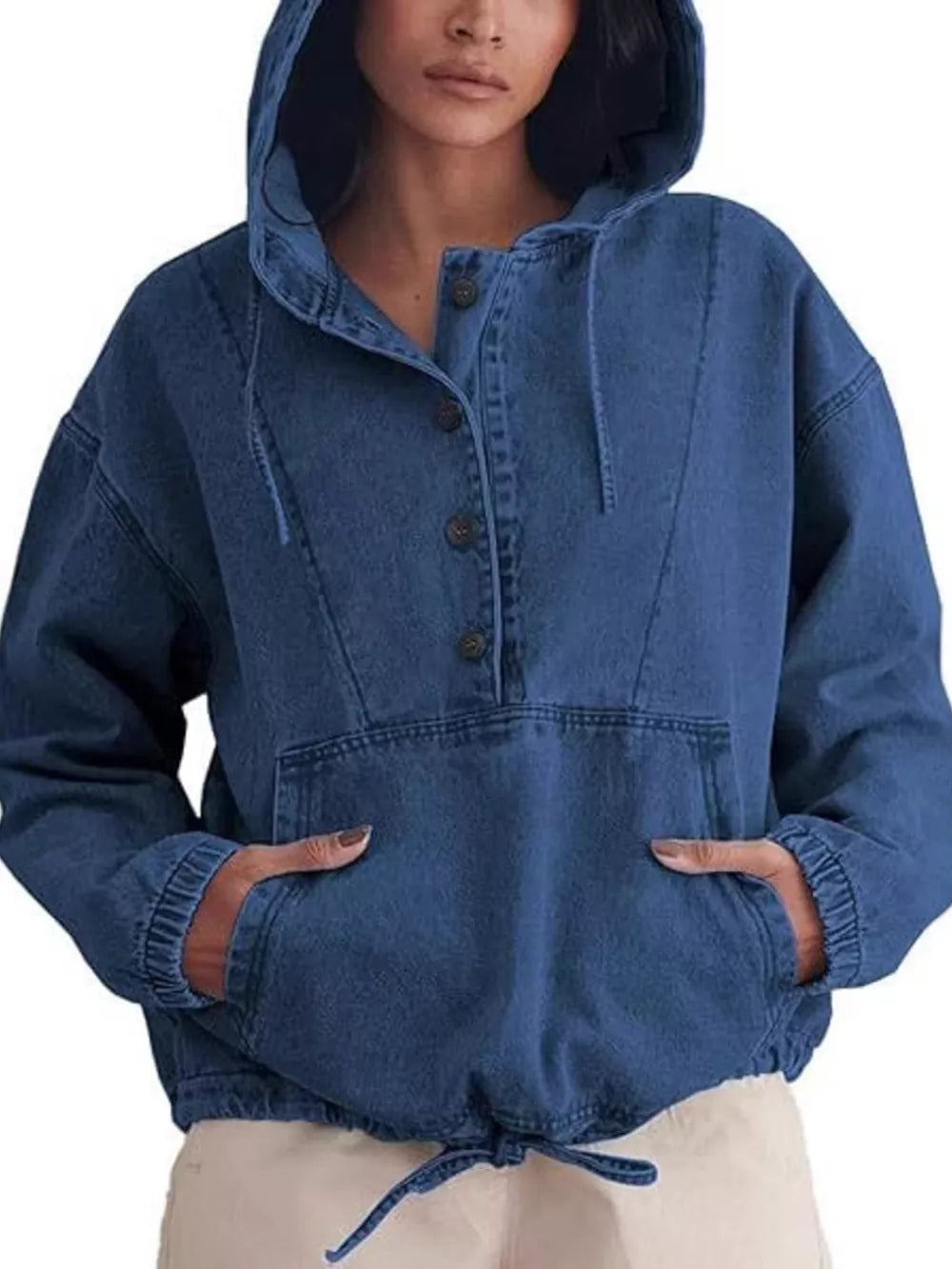 streetwear pullover hoodie in light blue with hooded