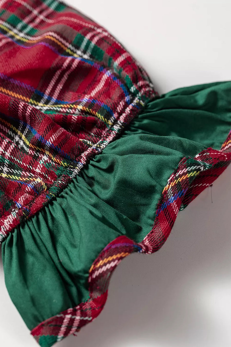 Plaid Ruffle Cuff Button Front Mini Dress in Deep Red, view 15