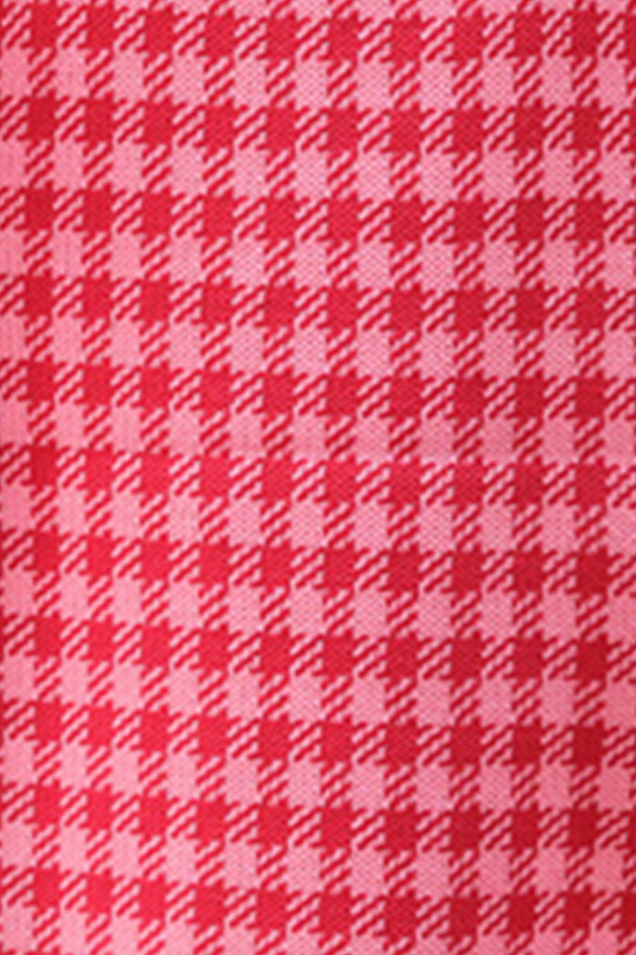 Houndstooth knit halter tank top in hot pink and deep red acrylic.