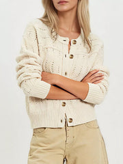 cardigan in Black with buttoned and hip-length