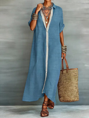 Cerulean relaxed shirt dress with collared
