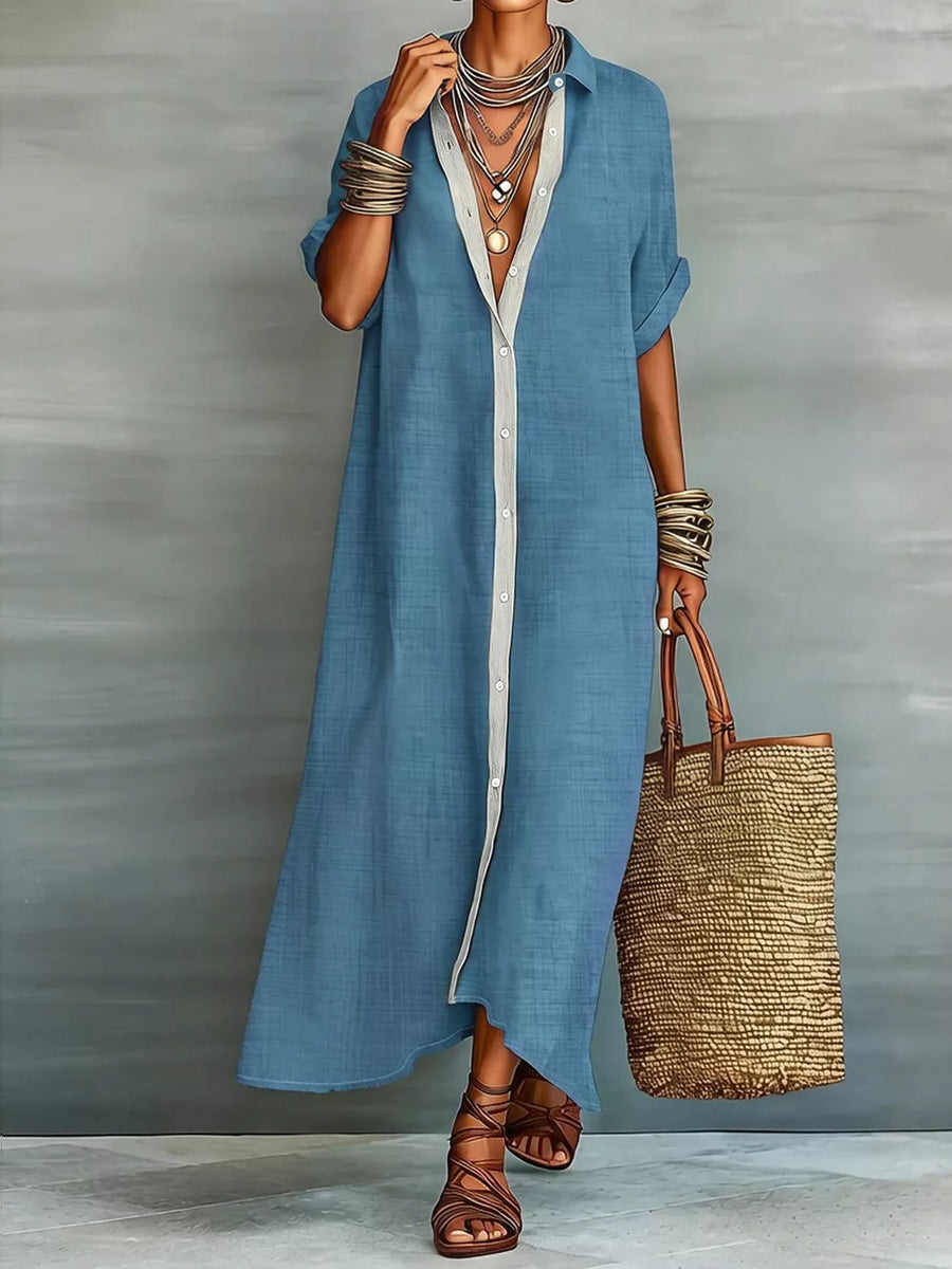 Cerulean relaxed shirt dress with collared