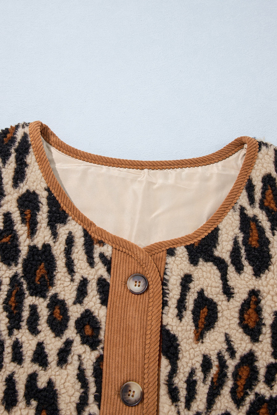 beige relaxed jacket with v-neck