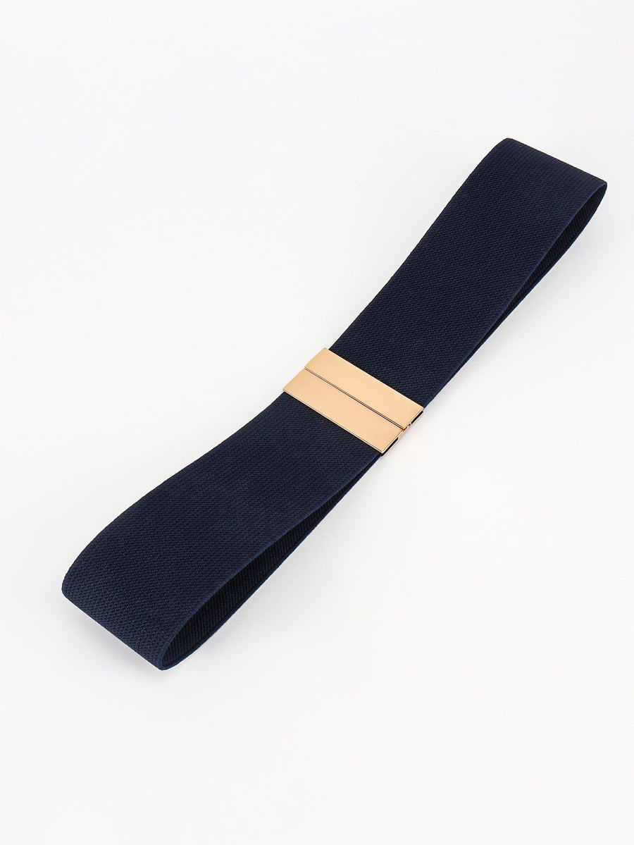 Dark Navy elastic belt with gold clasp detail