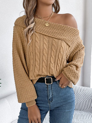 pullover sweater featuring cable knit in Camel with 100% acrylic Care instructions: Machine wash cold texture