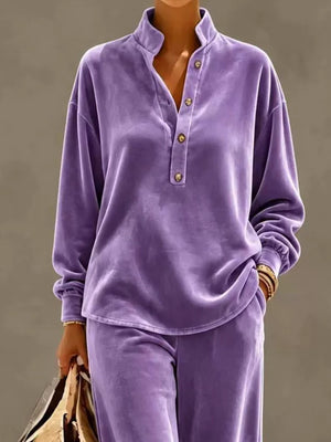 100% polyester Care instructions: Machine wash cold pajama set in Sky Blue with relaxed silhouette