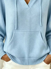 Kangaroo Pocket Hooded Sweater in Light Blue with pocketed