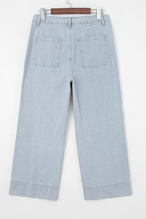Striped Wide-leg Cropped Jeans option 10