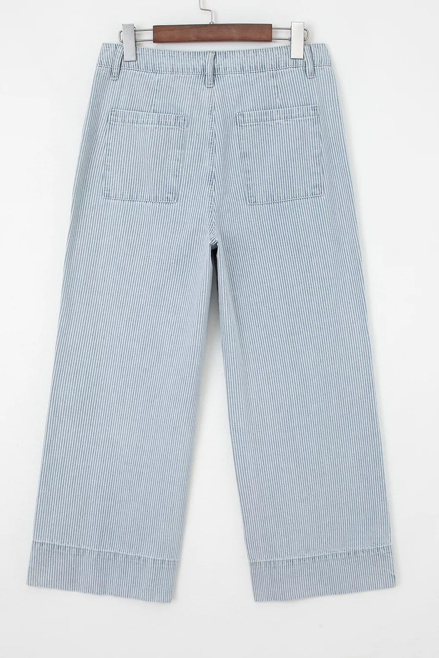 Striped Wide-leg Cropped Jeans option 10