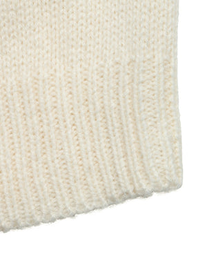 cardigan in cream with chinese knot buttons and hip-length