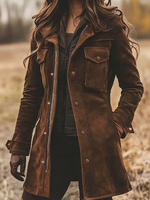 100% polyester Care instructions: Machine wash cold jacket in chocolate brown with regular silhouette