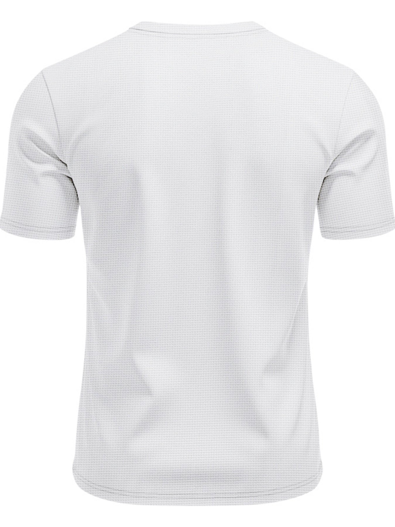 White cotton t-shirt with subtle waffle texture, short sleeves, and crew neck.
