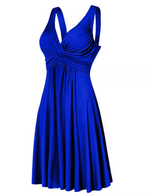 Burgundy A-line A-line dress with v-neck