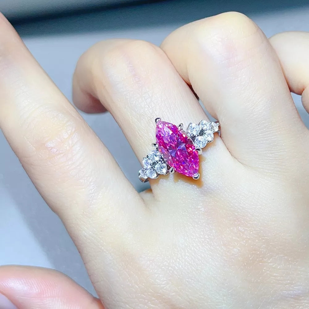 1 Carat Sterling Silver Moissanite Cluster Ring in this colorway