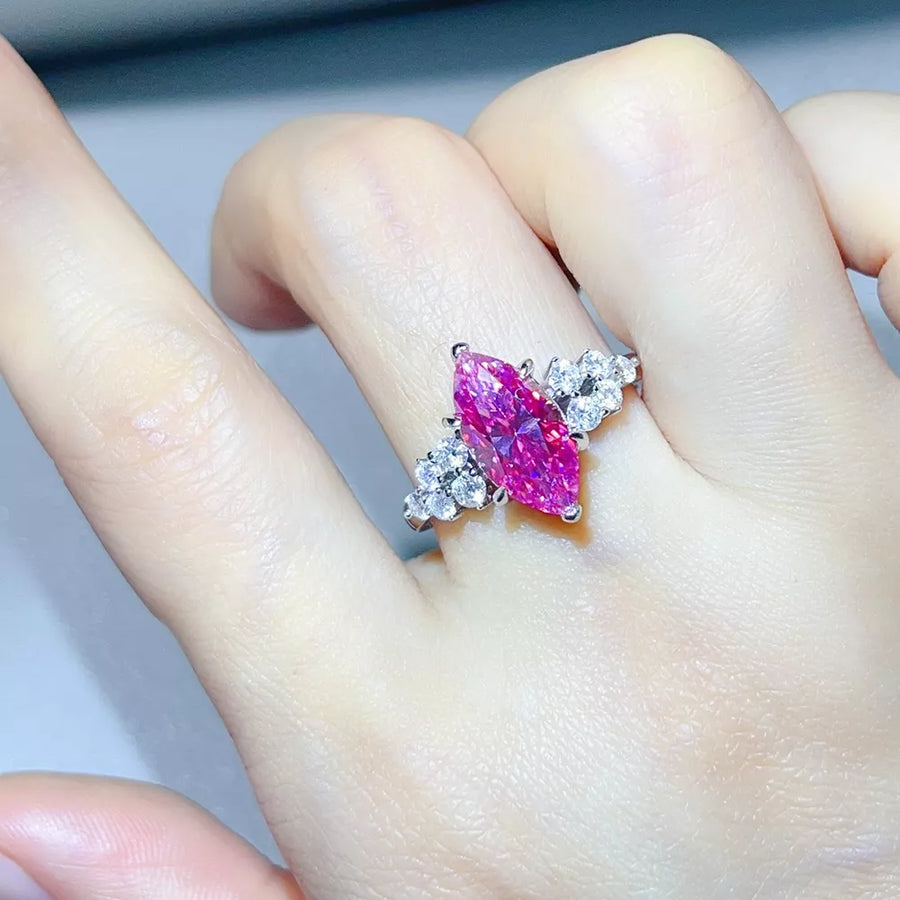 1 Carat Sterling Silver Moissanite Cluster Ring in this colorway