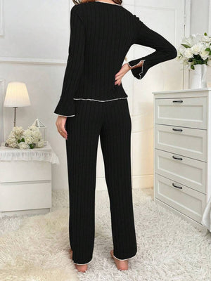 classic pajama set in Wine Red with collared