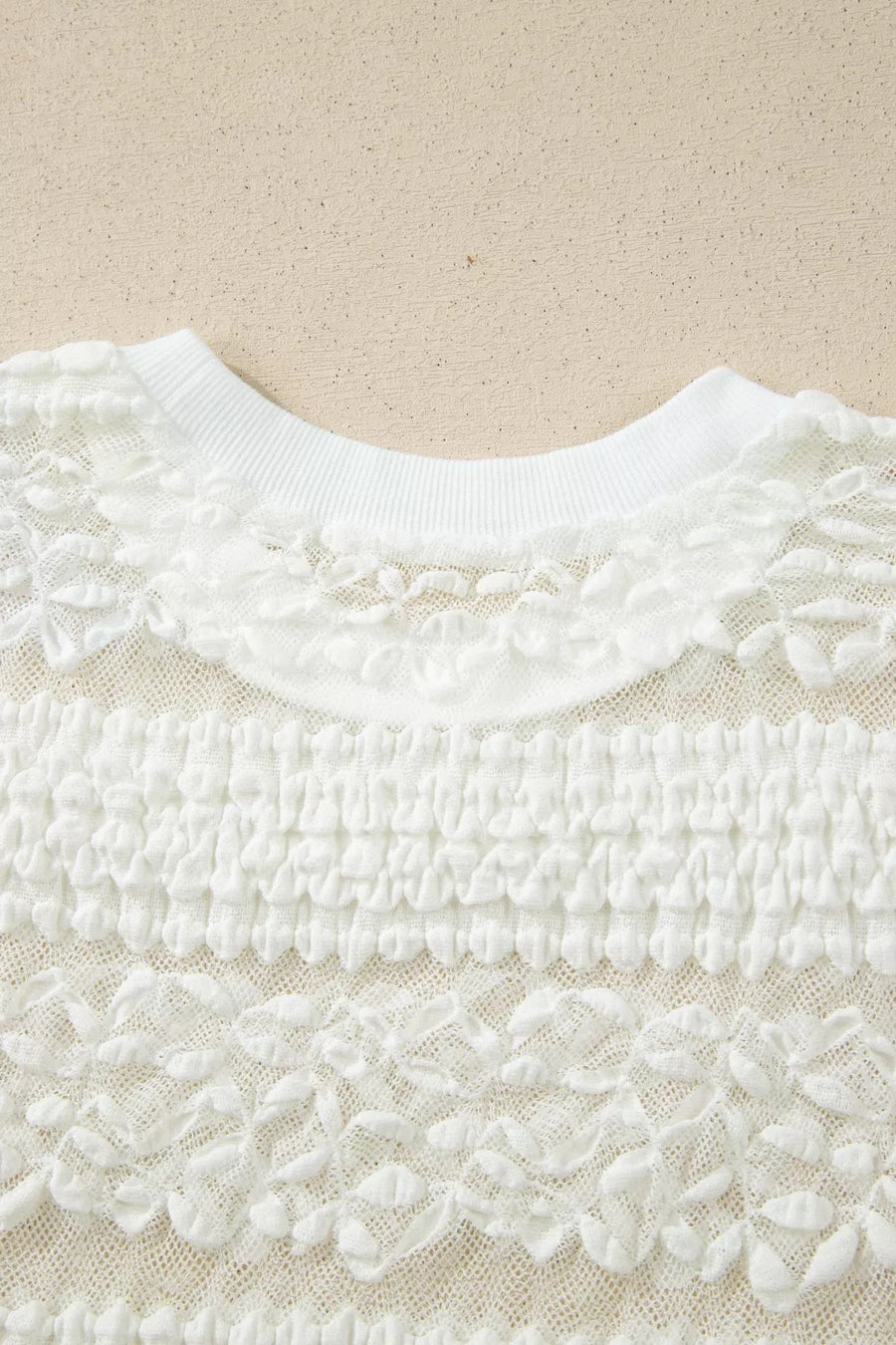 Lace Patchwork Sheer T-shirt Elegance