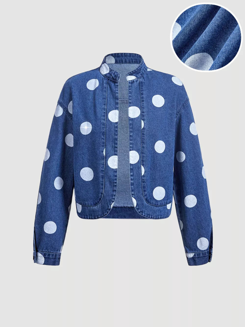 Polka Dot Cropped Denim Jacket