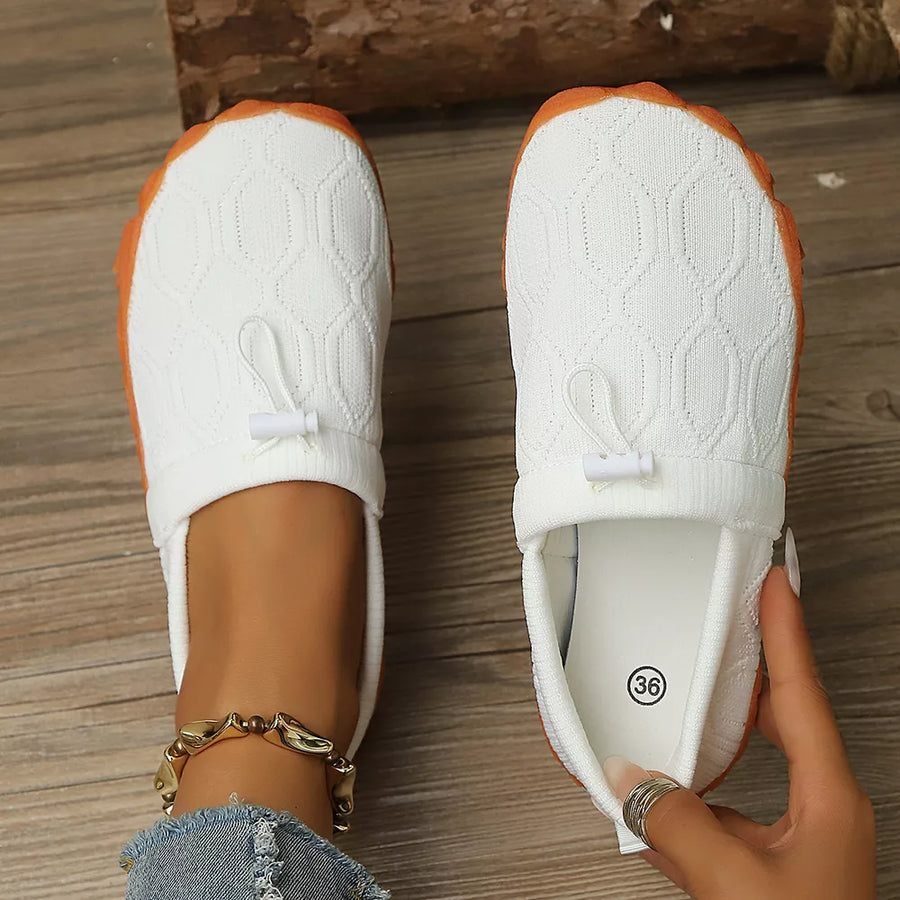 flats featuring geometric in White with Mesh,Rubber Imported Size &amp texture