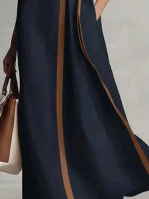 resort maxi dress in brown with v-neck