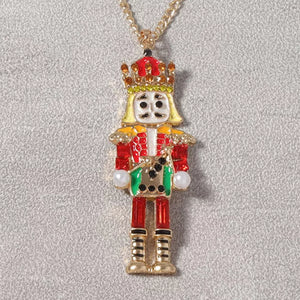 18k Gold-plated Nutcracker Pendant Necklace in Deep Red with pendant