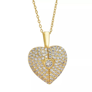 18K Gold-Plated,Titanium Steel,Rhinestone Care instructions: Avoid wearing durin necklace in Gold with heart silhouette