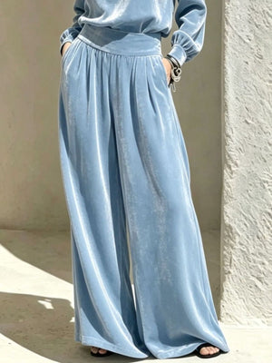 100% polyester Care instructions: Machine wash cold matching set in Light Blue with relaxed silhouette