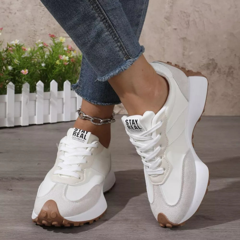 Blue Round Toe Flats Sneakers