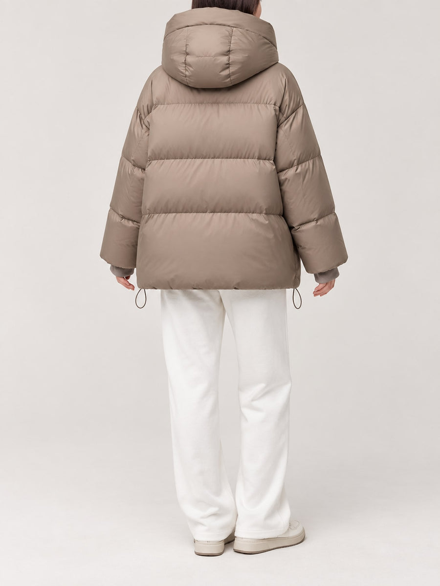 puffer jacket in black with thermal and hip-length