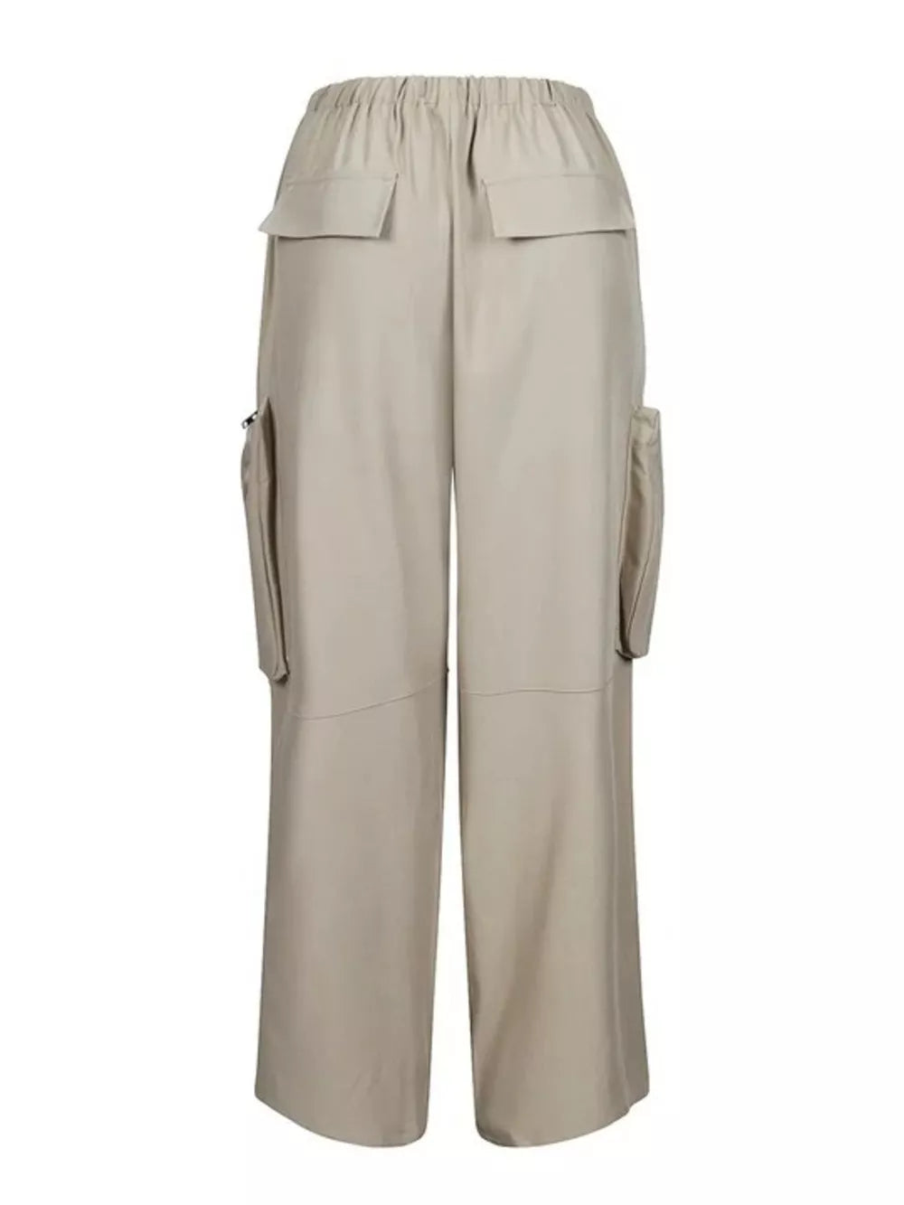 Drawstring Cargo Pants With Zipper Accents in Apricot