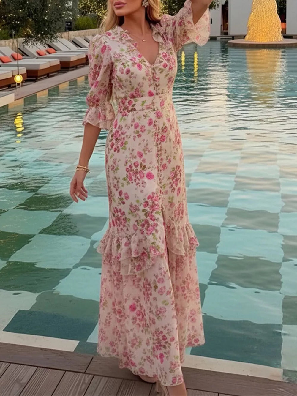 Sherbet maxi dress with maxi and button-front