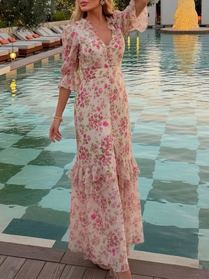 Sherbet maxi dress with maxi and button-front